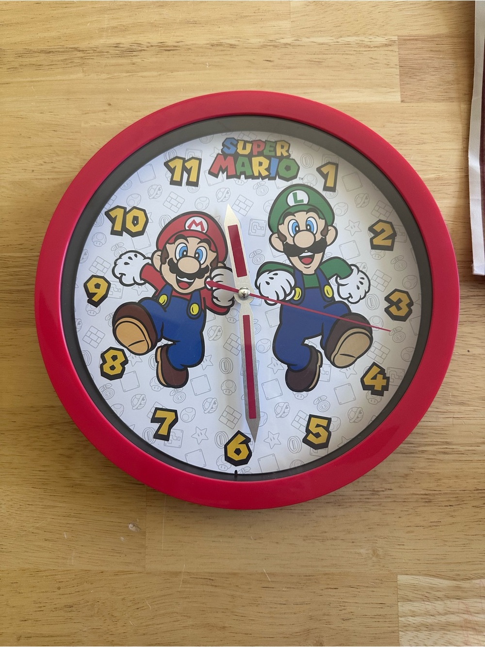 Nintendo Super Mario Mario & Luigi Red Frame Wall Clock